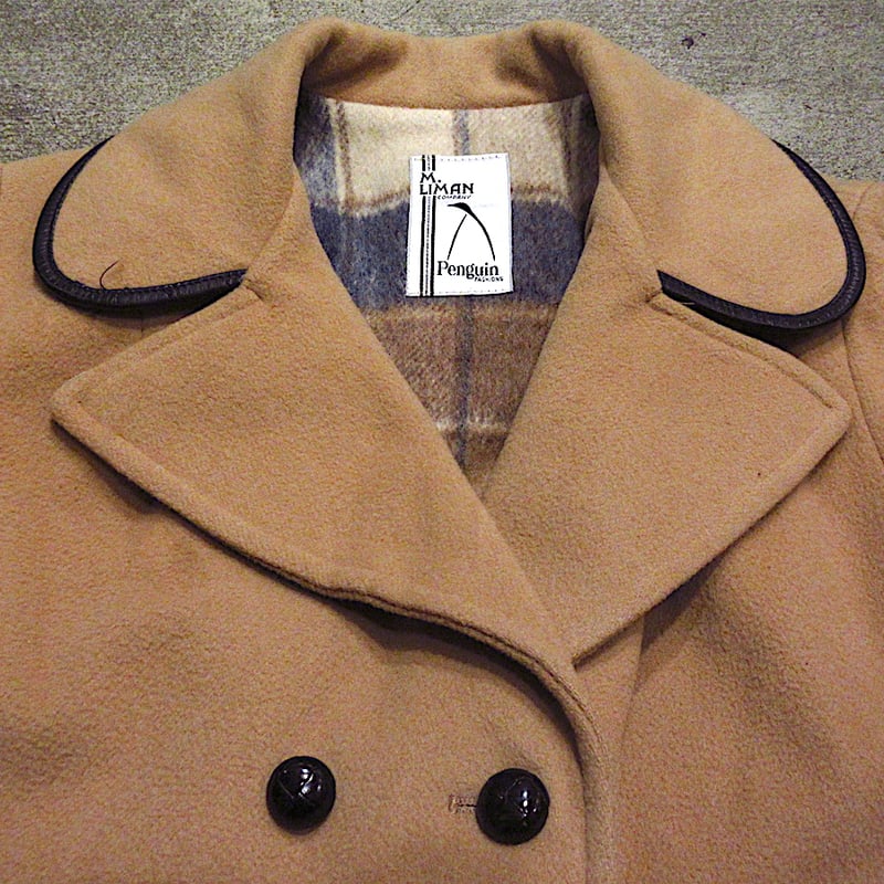 ビンテージ70's○Penguinレディースウールピーコートベージュ ビンテージ70's○Penguinレディースウールピーコートベージュ