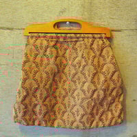 ビンテージ-60’s●ハンドルウッドフラワー総柄ハンドバッグ●230920k8-bag-hnd -1960ssジャカード織りゴブラン織りレトロ