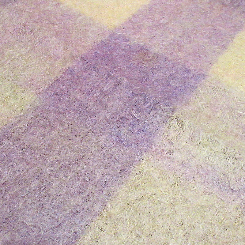 ビンテージモヘアブランケット ビンテージ70's○チェックモヘアブランケットsize 約103cm×約92cm