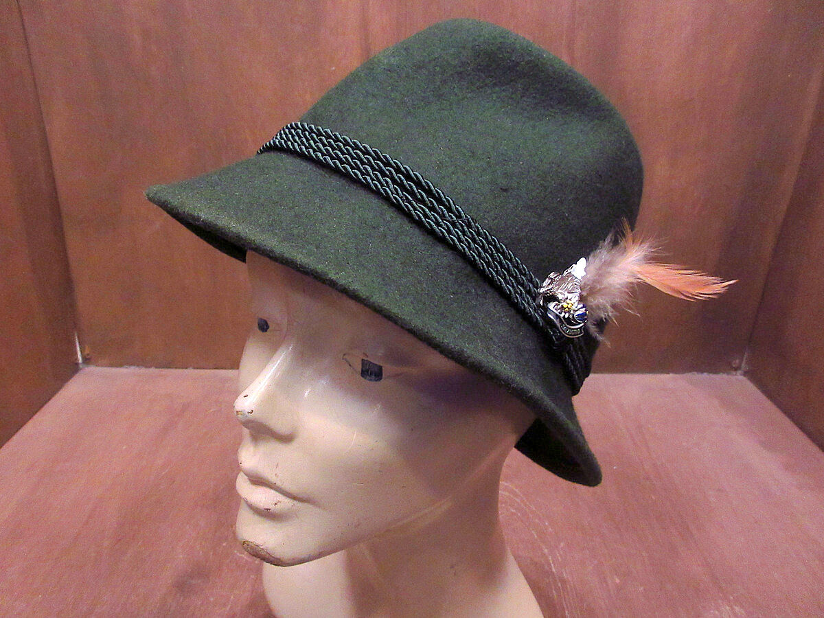 ビンテージ○フェルトチロリアンハット深緑○220922k3-m-ht-flt メンズ