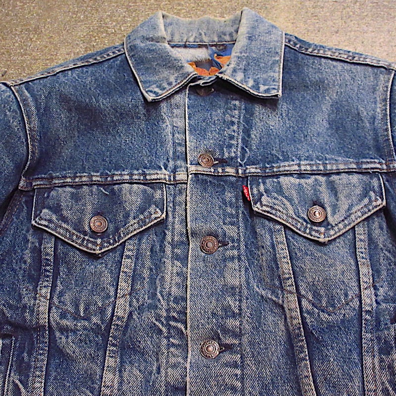 USA製 70401 LEVIS ハチノス ヴィンテージ 裏地チェック Gジャン ビンテージ80's○Levi's 70401-0818裏地チェックデニム