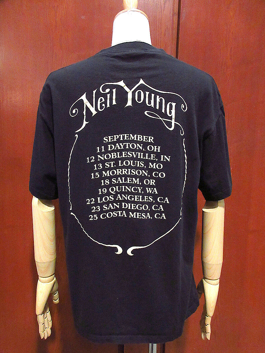 ビンテージ90's○NEIL YOUNG SOLO 1992年ツアーTシャツ黒size L○2