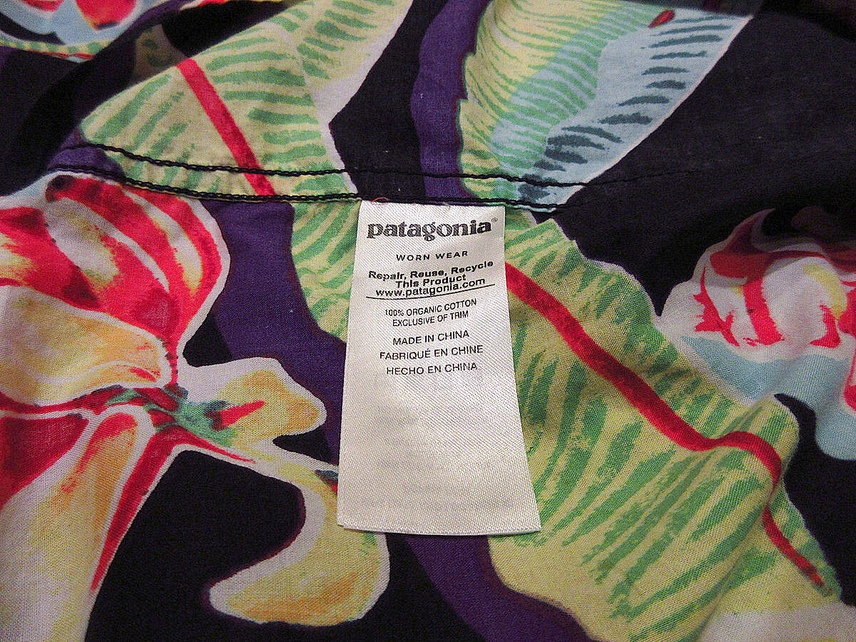 Patagonia Patalohaブラックバナナコットンハワイアンシャツ