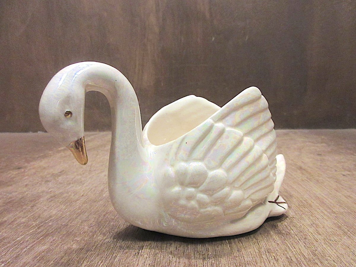 ビンテージ○スワンモチーフセラミックプランター○251009z6-otclct