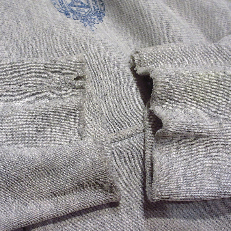 ビンテージ80's○Champion NAVY染み込みプリントリバースウィーブ