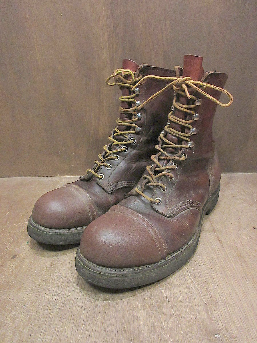 ビンテージ70's80's○RED WINGレザーワークブーツ茶○250603j8-m-bt-
