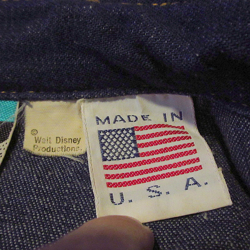 ビンテージ70's○Antonio Guiseppeバンビ刺繍入りデニムジャケットsize