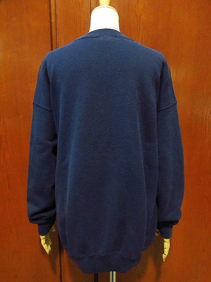 ビンテージ90's○MICHIGAN WOLVERINES裏起毛前Vプリントスウェット紺siz