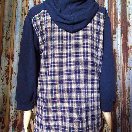 ビンテージ90’s00’s●ONE TOUGH BRANDチェック切り替えしフード付き長袖シャツsize XL●250130b1-m-lssh-otメンズ古着1990's2000's