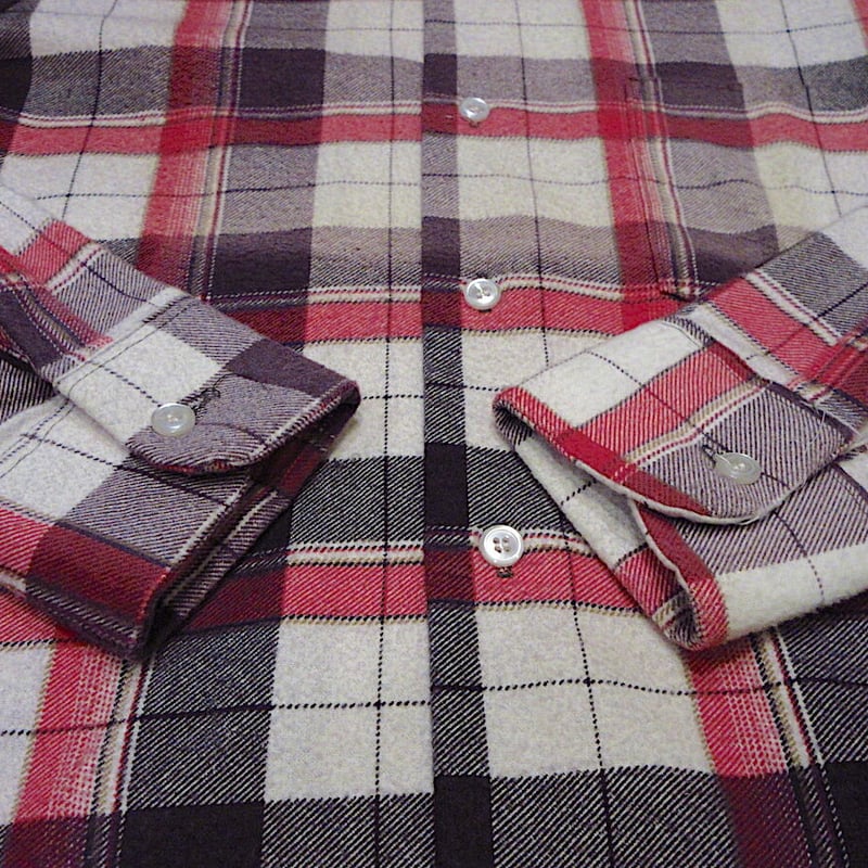 ビンテージ70's○DEADSTOCK golden keyチェックプリントネルシャツsize