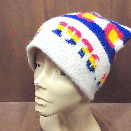 古着 ビンテージ 80s カラフル ボーダー帽子 ロングビーニー キャップ 美品 r-dcd01y23n10y7483.jpg