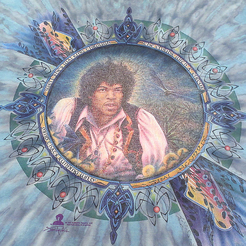 ビンテージ90's○Jimi HendrixプリントタイダイTシャツsize XL○24060