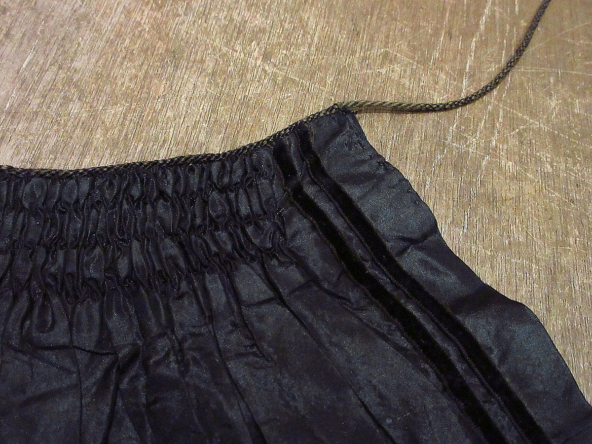 ビンテージ~1900's○シルクエプロン黒○231126i1-aprブラック無地
