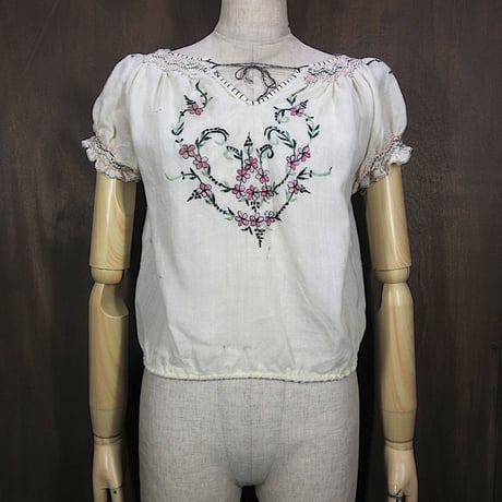 ヨーロッパ ヴィンテージ シャツ 半袖 ブラウス 90s 80s ビンテージ 柄 雰囲気系 80～90s Eur Vtg Unknown アートデザイン 総柄 シャツ