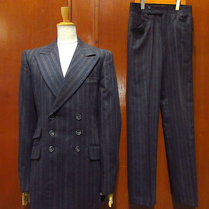 昭和レトロ 日本製 70s ヴィンテージ メンズスーツ シングル　ブラウン ビンテージ60's70's○Jack's Men's Shopストライプウールダブル