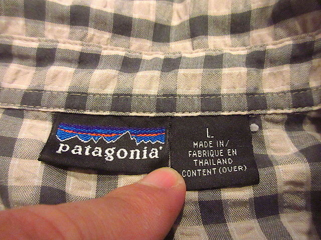 Patagoniaシアサッカーチェック半袖シャツsizeL○200629f2-m-sssh-o