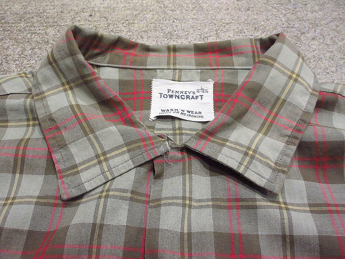 ビンテージ50's60's○PENNEY'S TOWNCRAFTチェックループカラーシャツsi