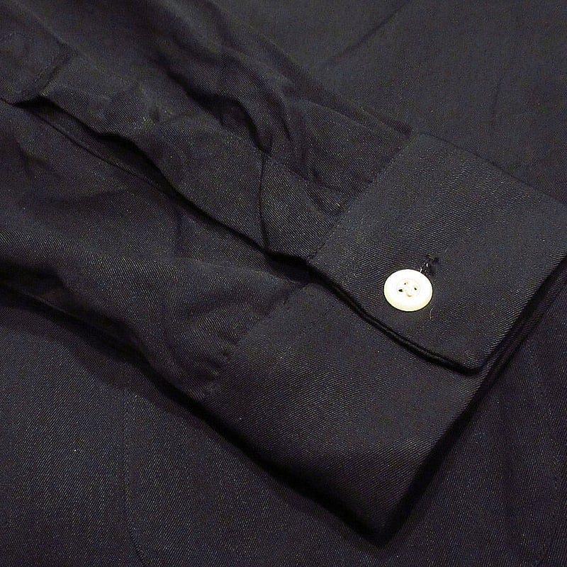 ビンテージ50's○MARK TWAINレーヨンループカラーシャツ黒size M