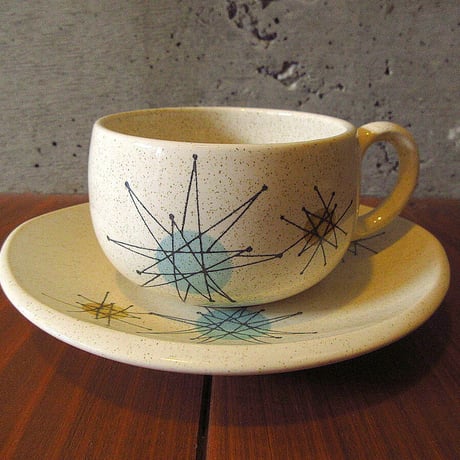 ビンテージ50’s●FRANCISCANスターバーストカップ＆ソーサーA●230705k1-tbwr 1950sテーブルウェアコーヒーカップフランシスカン