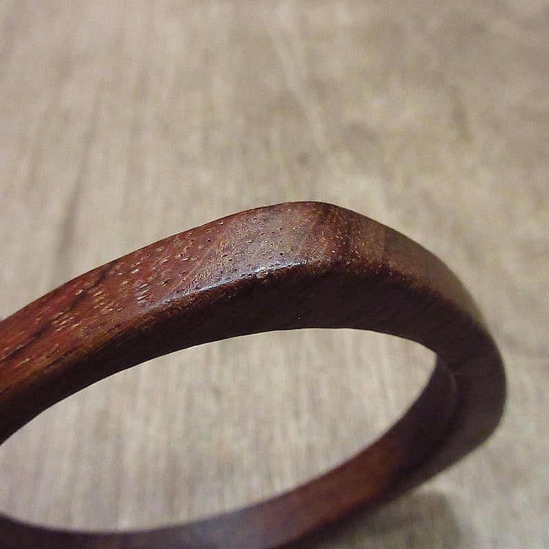 木製バングルブレスレット 樹脂とシェル付き 2個セット オーガニック