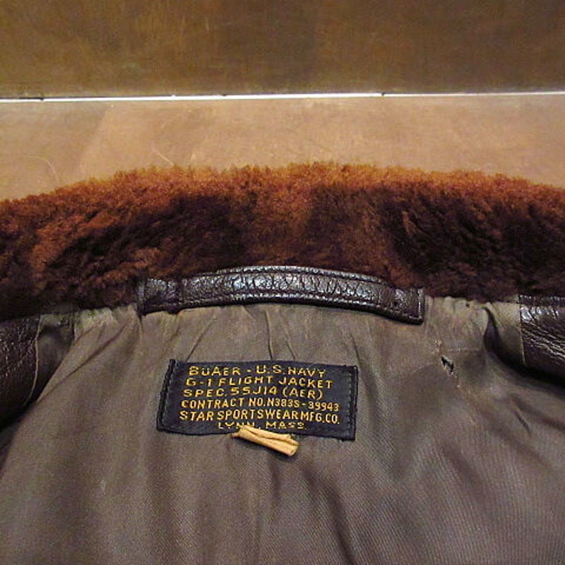 ビンテージ50's○U.S.NAVY G-1 55J14フライトジャケット size 38○2