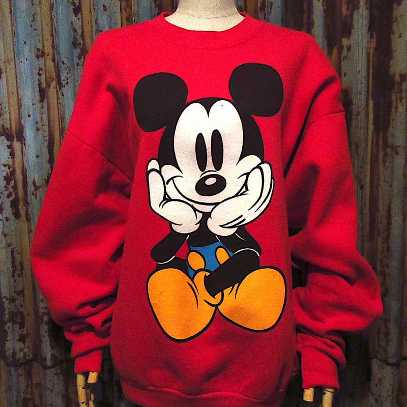ミッキーマウス　ビンテージ ビンテージ90's○ミッキーマウススウェット赤size XL○251202j6-m-sws