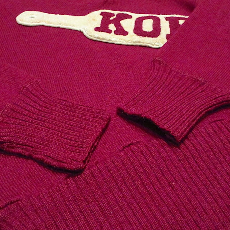 ビンテージ50's○LASLEY KNITTING Vネックレタードセーター