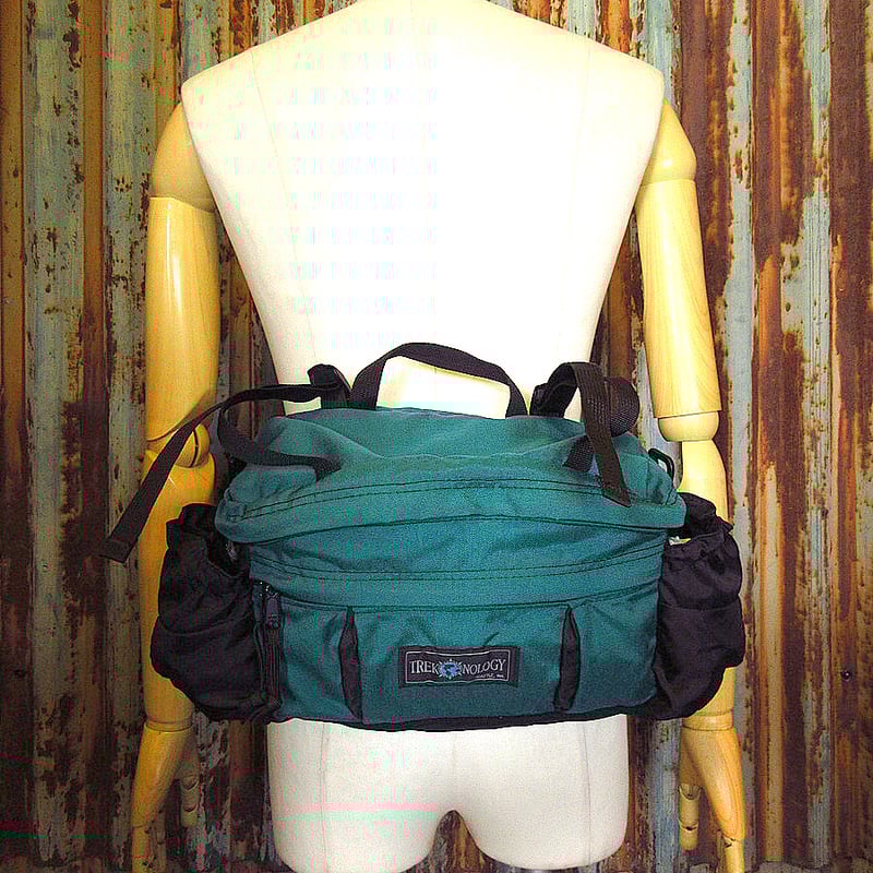 ビンテージ90's○TREK NOLOGYナイロンウエストバッグ緑○240907k7-bag-