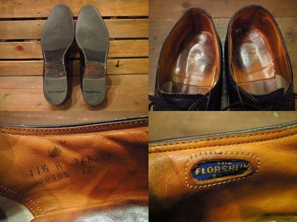 ビンテージ50's60's○FLORSHEIMストレートチップシューズ黒 11 1/2A○21...