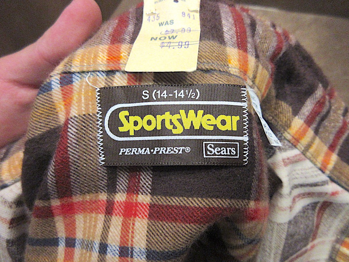 ビンテージ70's○DEADSTOCK Searsチェックプリントネルシャツ ビンテージ70's○DEADSTOCK Searsチェックプリントネルシャツ