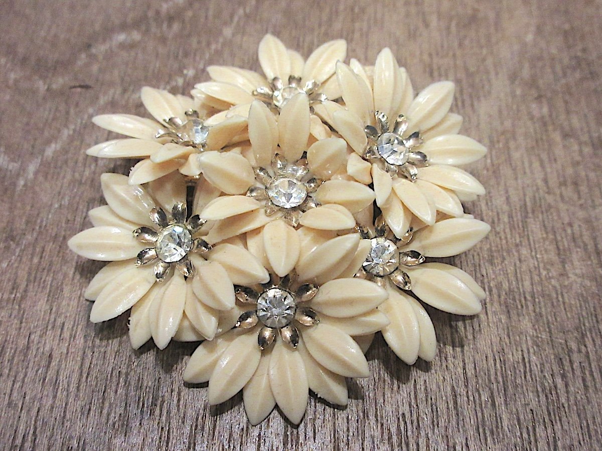 ビンテージ60's70's○フラワーブローチ○251124z8-brc花レトロ