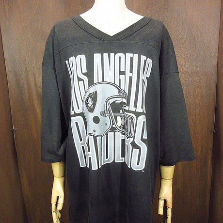 ビンテージ80’s●LOS ANGELES RAIDERS七分袖Tシャツ黒size XL●240817j3-m-tsh-otレイダース古着シングルステッチ1980sアメフト