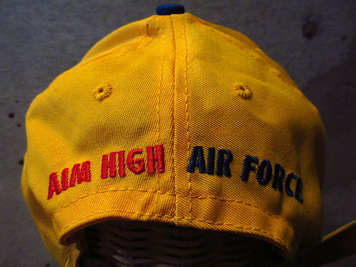 ビンテージ○USAFワッペン付き6パネルキャップ黄×青○260123d6-m-cp-bb