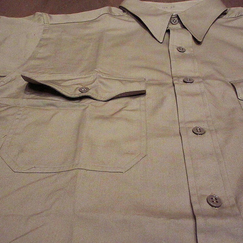 ビンテージ40's○DEADSTOCK HANOVERマチ付きポプリンワークシャツ