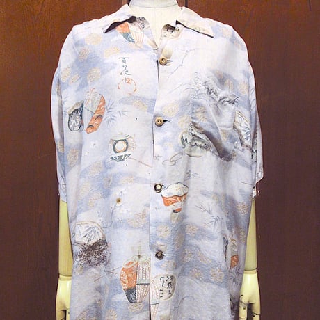 60s 和柄 レーヨンシャツ 白 ハワイアン アロハ ヴィンテージ 古着 USED】50s VINTAGE ALOHA SHIRT HAWAIIAN PATTERN - 毎日を