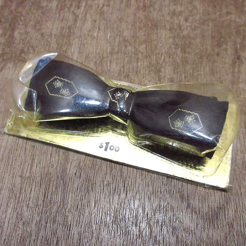 ビンテージ50's60's○DEADSTOCKクリップ式蝶ネクタイ焦げ茶 ビンテージ50's60's○DEADSTOCKクリップ式蝶ネクタイ焦げ茶