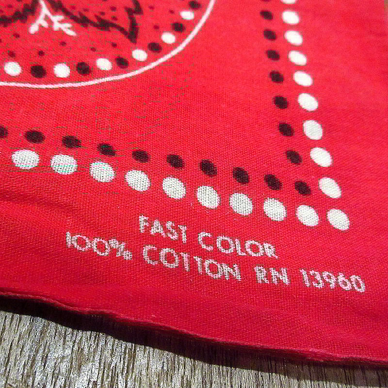 ビンテージ60's○FAST COLOR総柄コットンバンダナ赤○230127k10-bnd 1