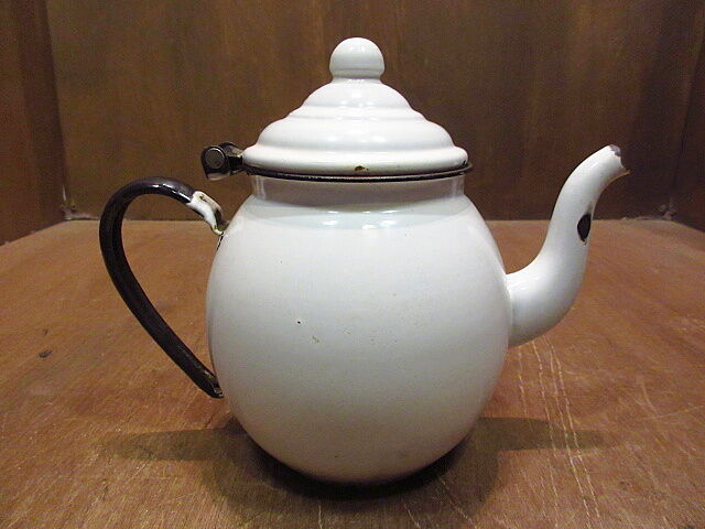 ビンテージ○ホーローケトル白○210128n8-otdeqp ポットアメリカン雑貨