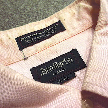 ビンテージ80's90’s●John Martin長袖ボタンダウンドレスシャツピンクsize 16-33●230904m4-m-lssh-drsトップス無地メンズ古着