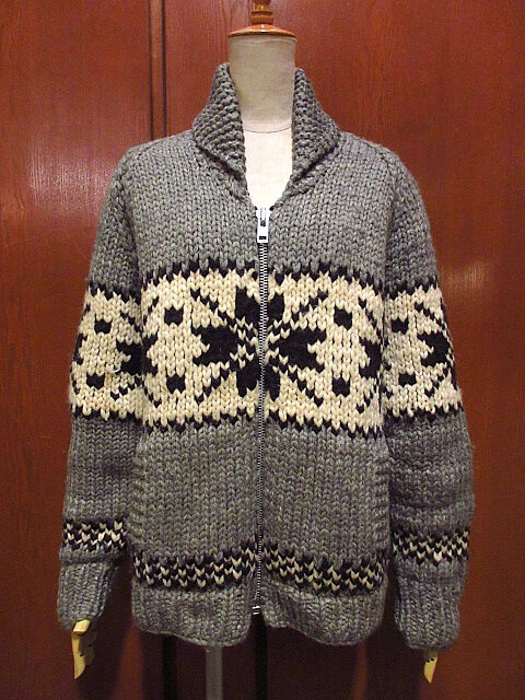 ビンテージ70's80's○ノルディックジップアップカウチンセーター