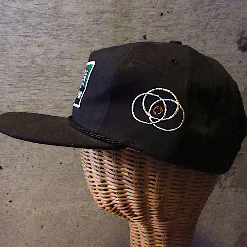 ビンテージ80's90's○DEADSTOCK HOUSTON刺繍入り6パネルキャップ黒○25