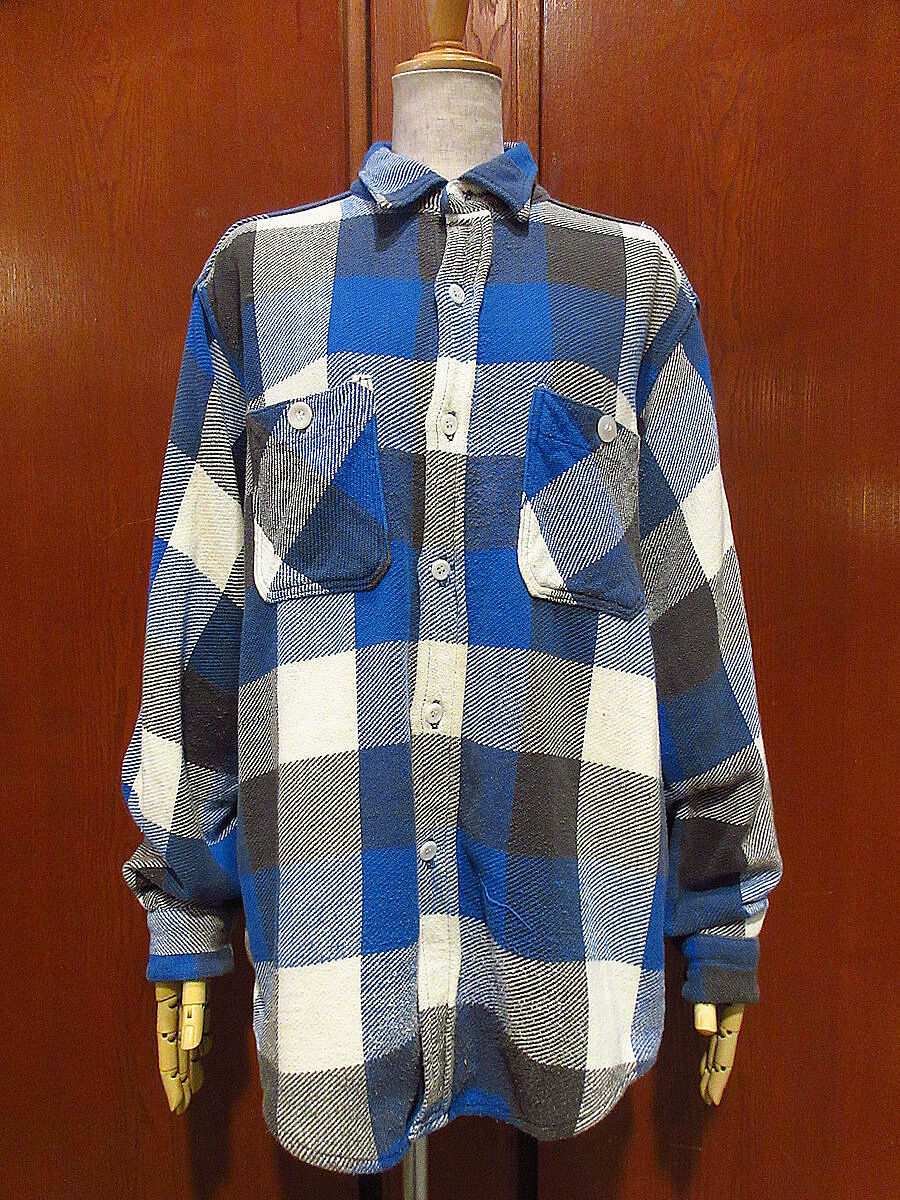 ビンテージ60's○WINTER Kingチェックヘビーネルシャツ青 ビンテージ60's○WINTER Kingチェックヘビーネルシャツ青