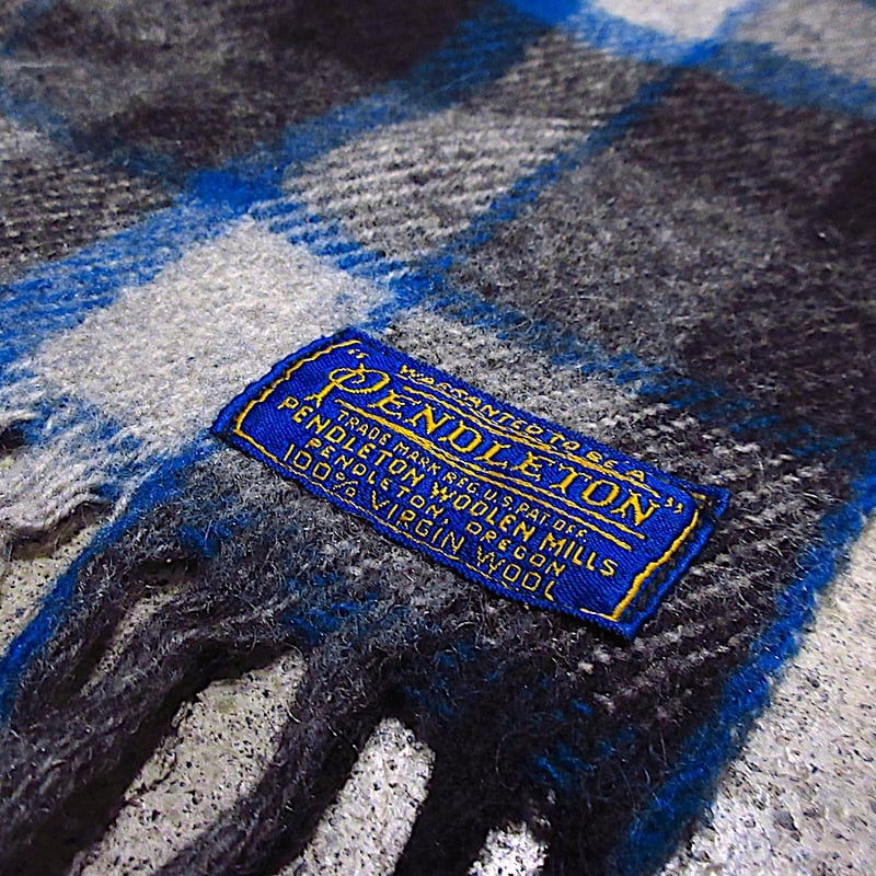 ビンテージ30's○PENDLETONチェックウールブランケット約192cm×約174cm