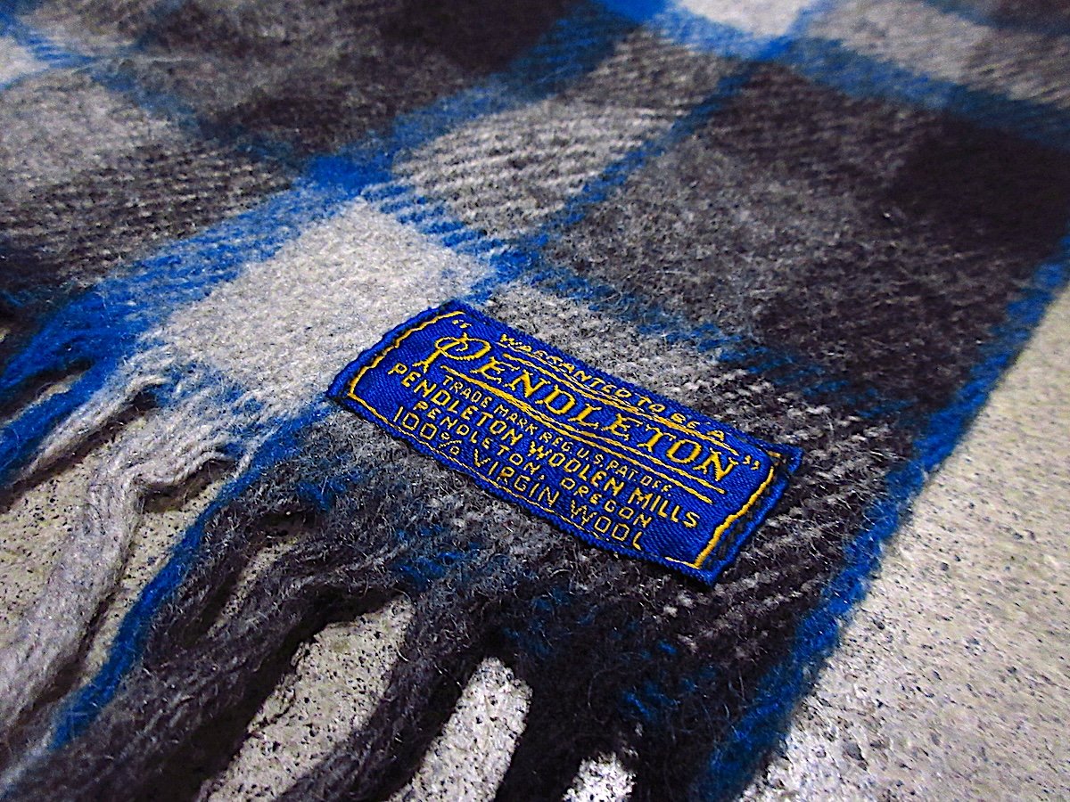 ビンテージ30's○PENDLETONチェックウールブランケット約192cm×約174cm