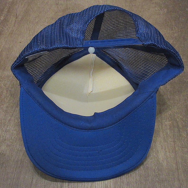 ビンテージ80's○DEADSTOCK MONROEスナップバックメッシュキャップ青