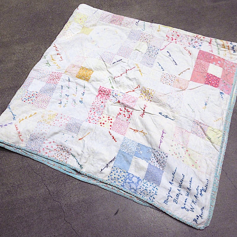 ビンテージ~40's○パッチワークキルトファブリックsize 約200cm × 約