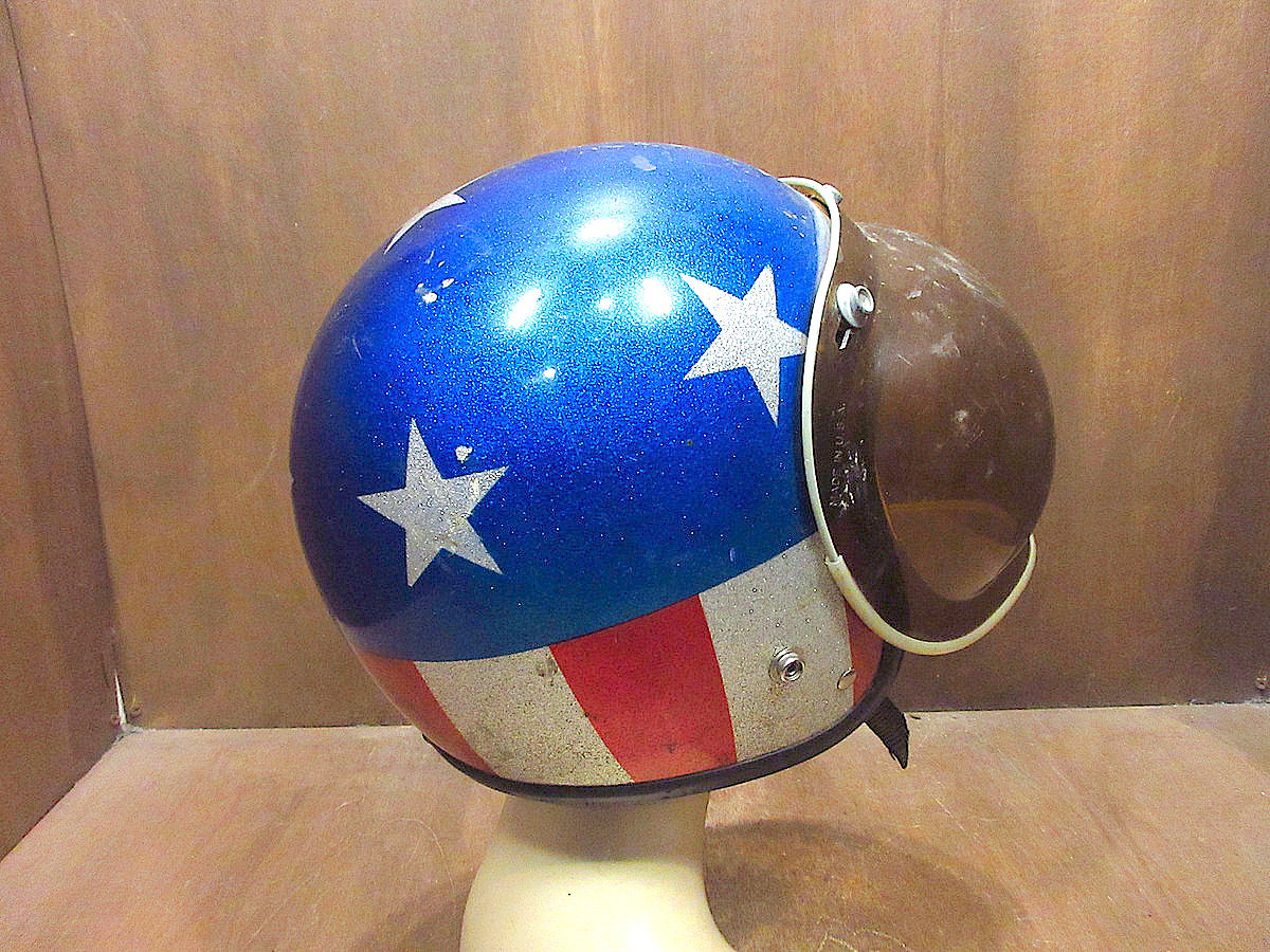ビンテージ60's○星条旗柄バブルシールド付きジェットヘルメット赤×青