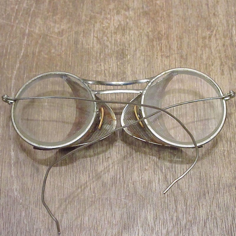 ビンテージ40's50's○WILLSONサイドガード付きラウンドセーフティ眼鏡