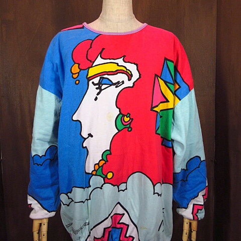 ビンテージ80's○Peter MaxリバーシブルスウェットM○201206n1-m-sws