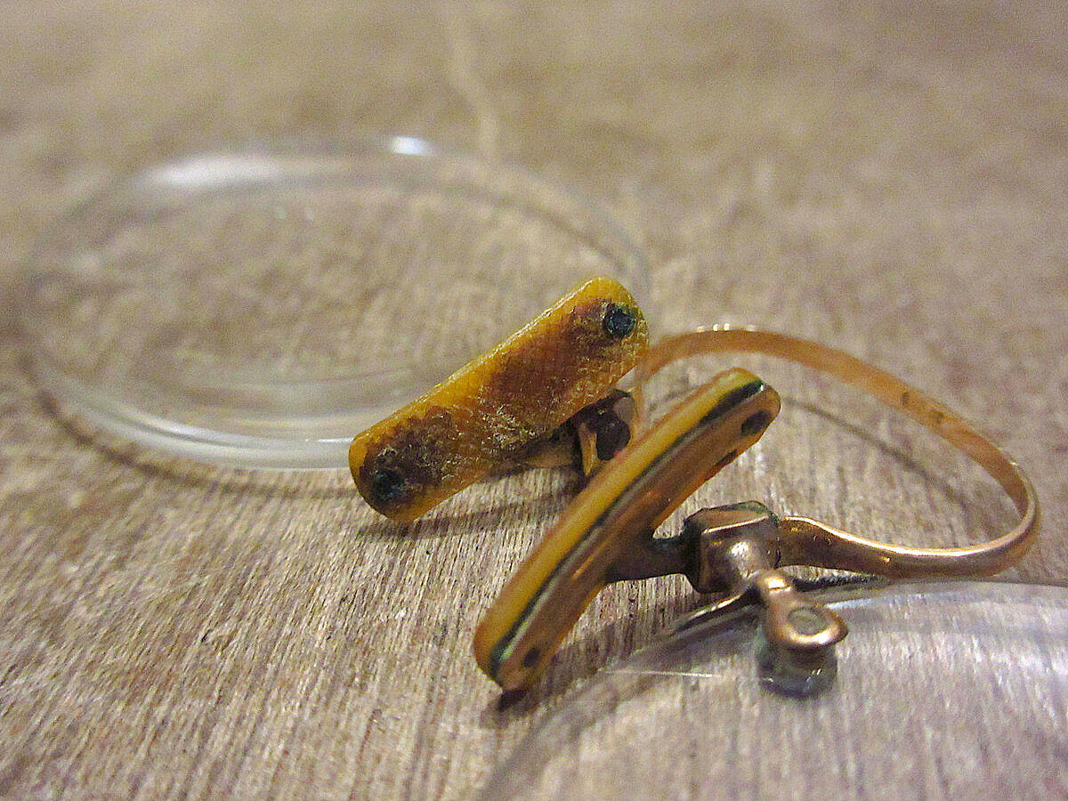 ビンテージ~40's○Cブリッジ型フィンチ眼鏡○221215i1-eygls 20s30sアン